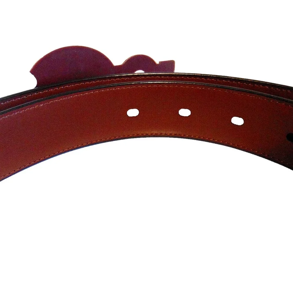 Men's Belt Black Size 42 Textured Bonded Leather Silver Buckle Perry Ellis
